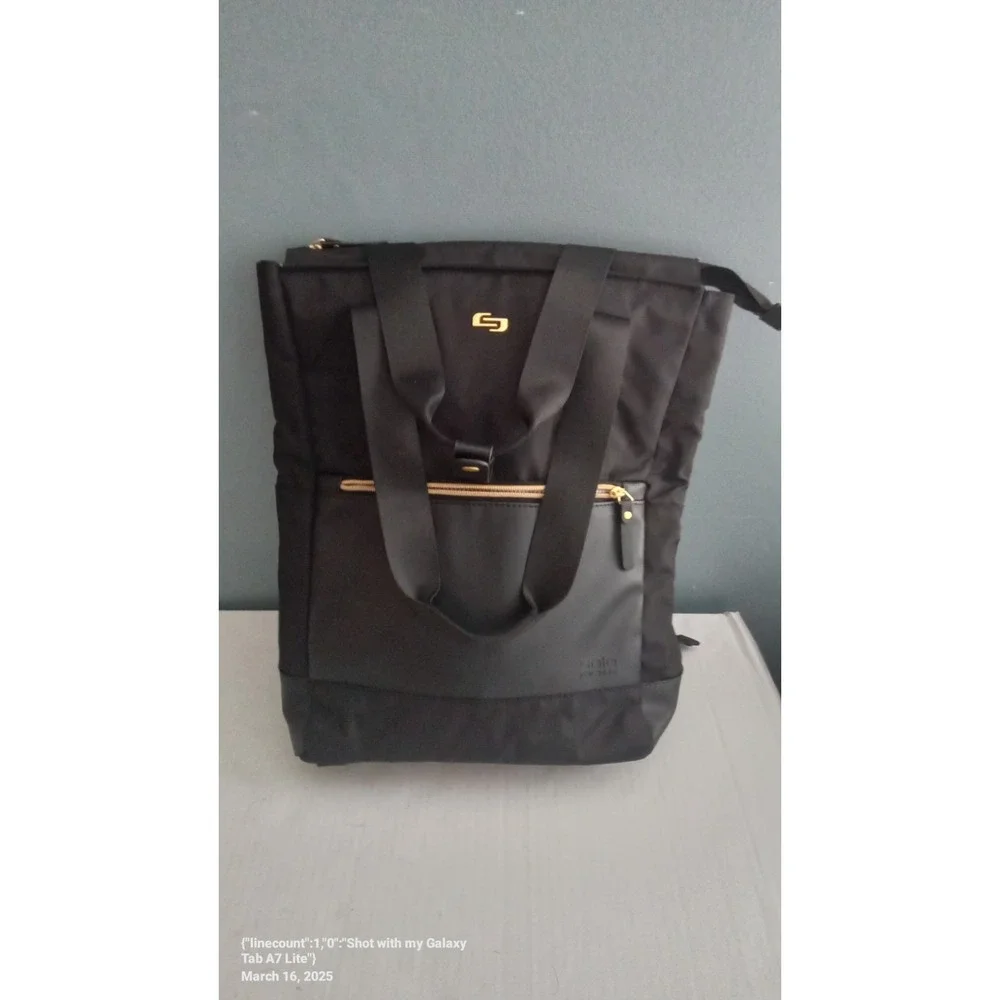 Solo New York Tote Backpack Convertible Laptop Bag Black Travel Carry On